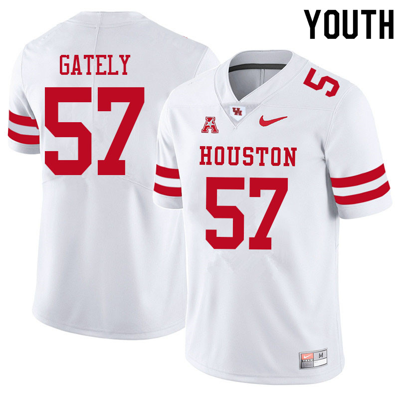 Youth #57 Gavin Gately Houston Cougars College Football Jerseys Sale-White - Click Image to Close